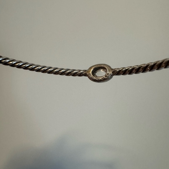 David Yurman Sterling Silver Crystal Color Classics Cable Bangle Bracelet - Picture 2 of 8